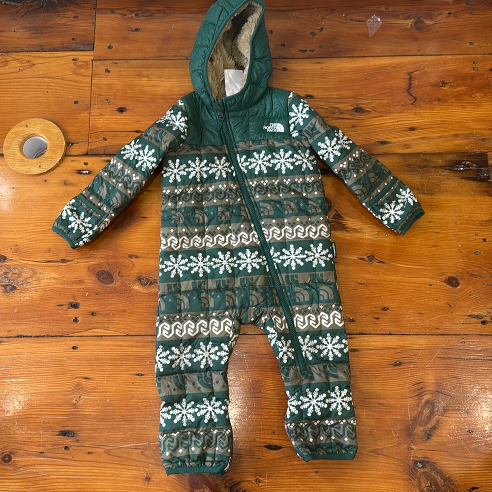 North Face ThermoBall Eco Bunting One Piece Snowsuit Night Green 12-18 months